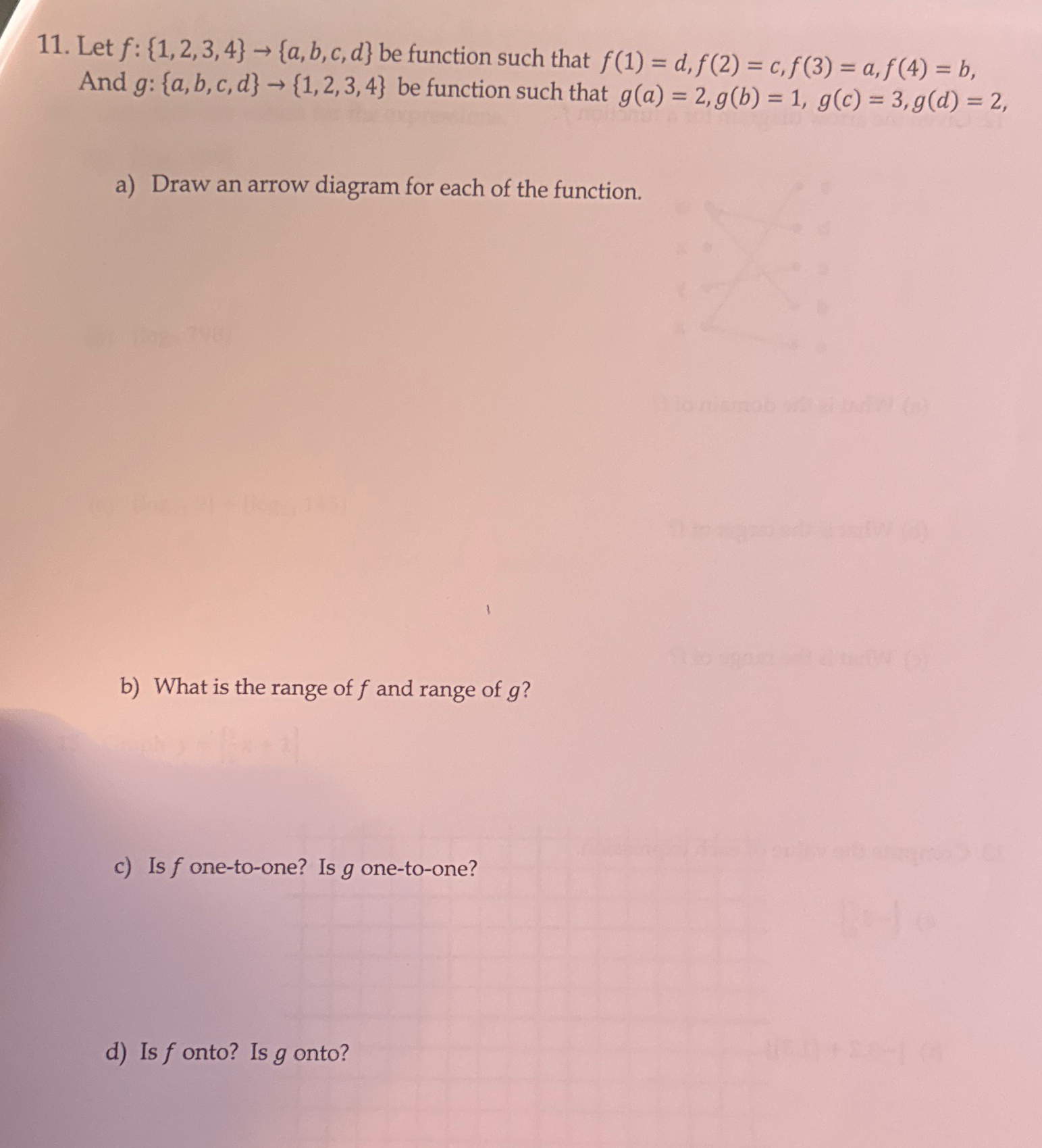 Solved Let f:{1,2,3,4}→{a,b,c,d} ﻿be function such that | Chegg.com