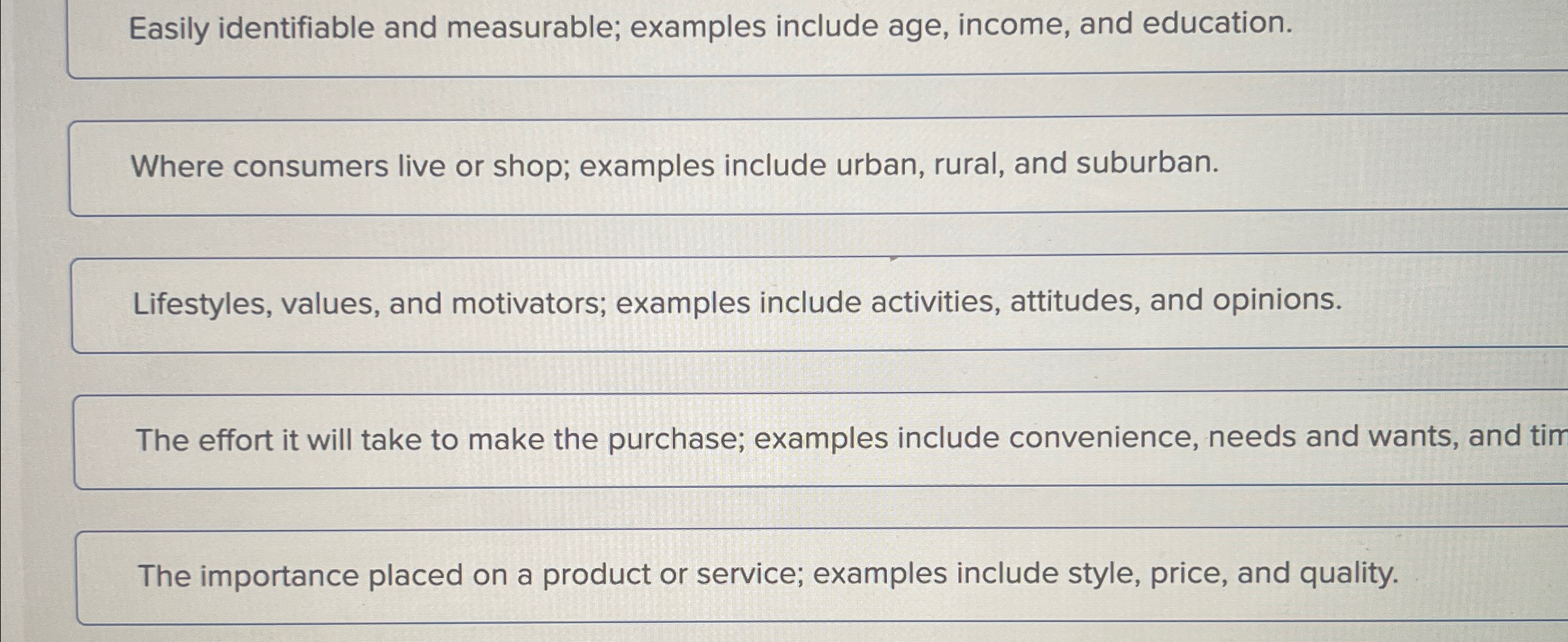 Solved Easily identifiable and measurable; examples include | Chegg.com