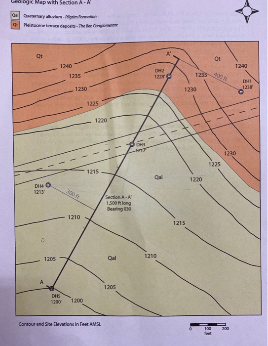 Geologic Map With Section A A Qal Quaternary Alluv Chegg Com