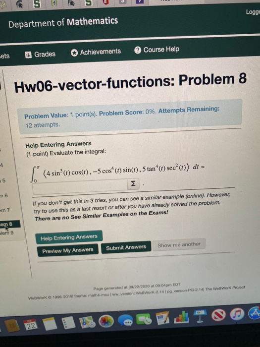 Solved S 4) Logg Department of Mathematics ets Course Help | Chegg.com