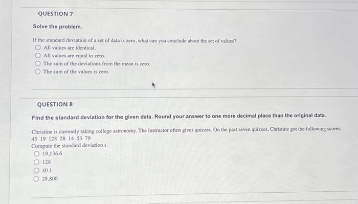 Solved Solve The Problem. If The Standard Deviation Of A Set 