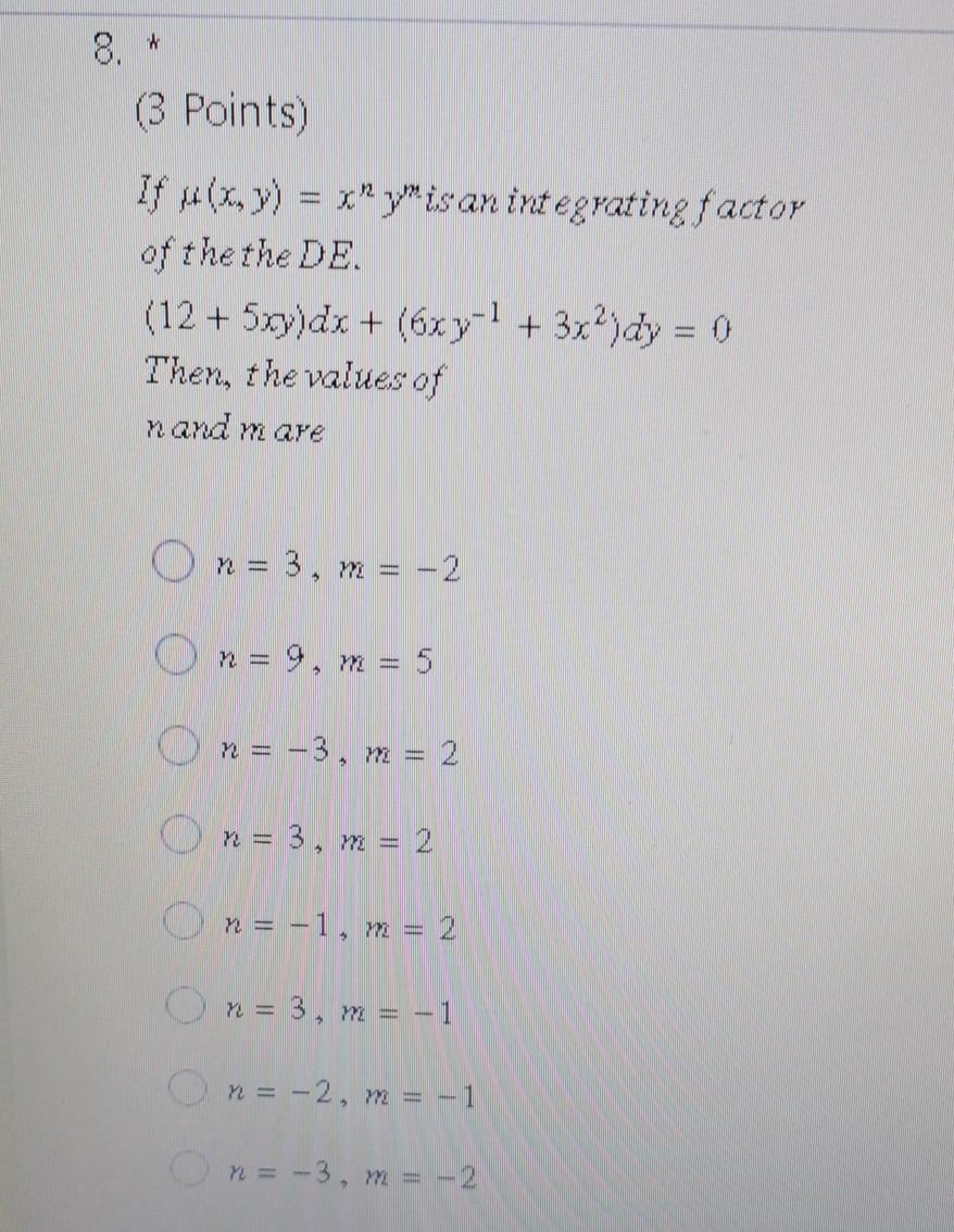 Solved 8. * (3 Points) If x(x, y) = xuy