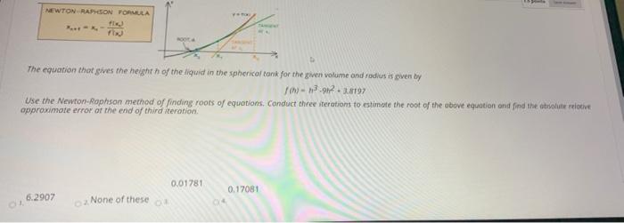 Solved NEWTON. RAPHSON FORMULA - اليها The equation that | Chegg.com