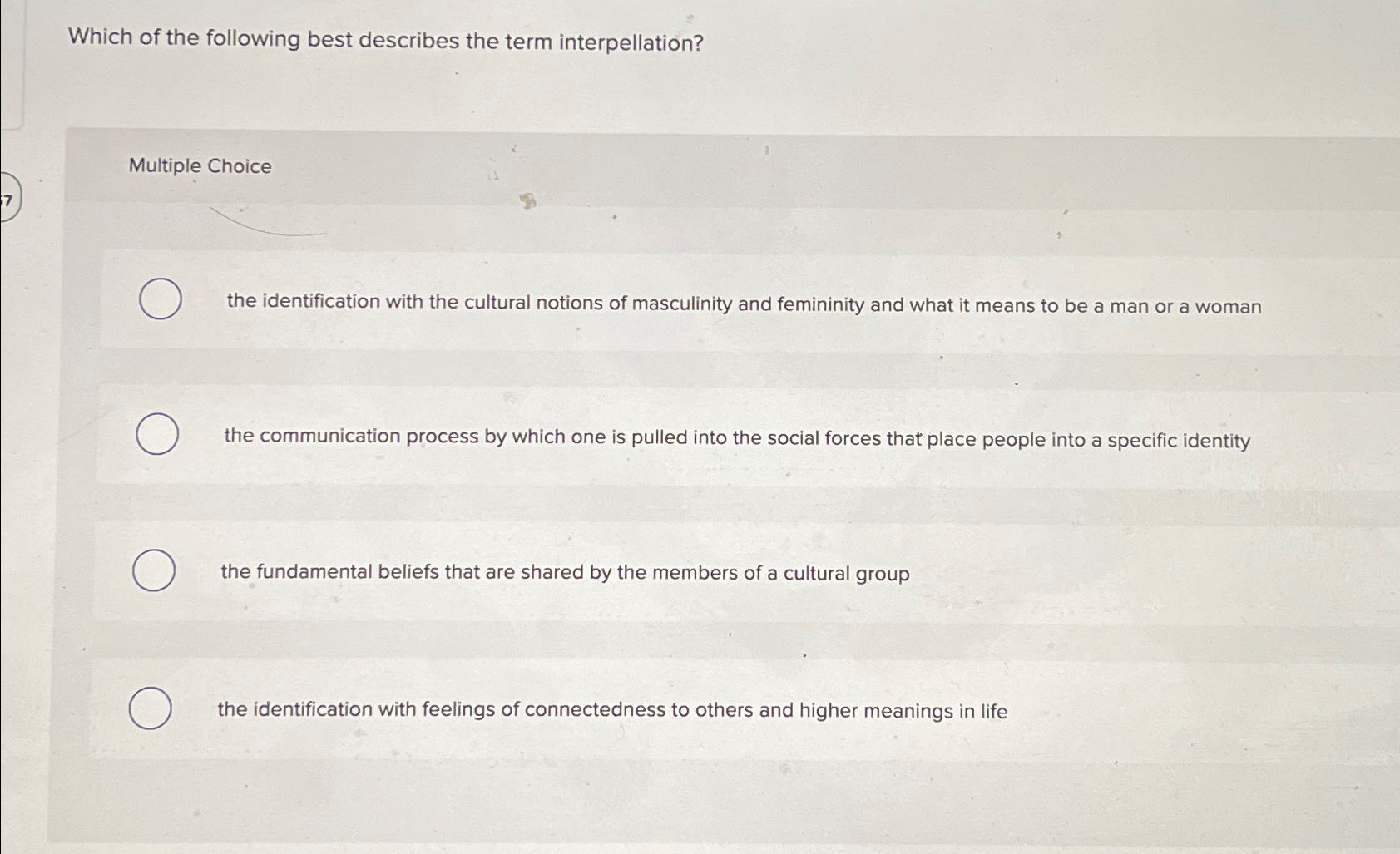 Solved Which of the following best describes the term | Chegg.com