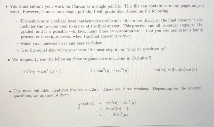 Solved - You must submit your work on Canvas as a single pdf | Chegg.com