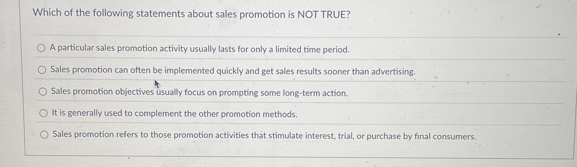Solved Which of the following statements about sales | Chegg.com