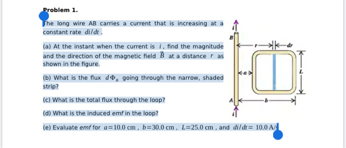 Solved Problem 1. The long wire AB carries a current that is | Chegg.com