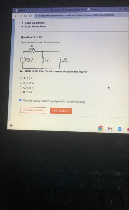 Solved 12. What is the total circuit current shown in the | Chegg.com