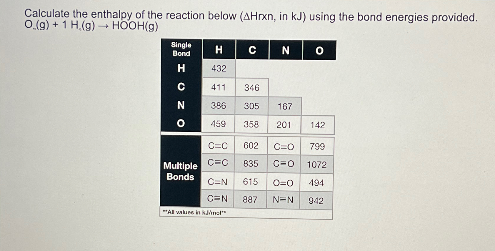 Solved Calculate the enthalpy of the reaction below ( ΔHrxn, | Chegg.com