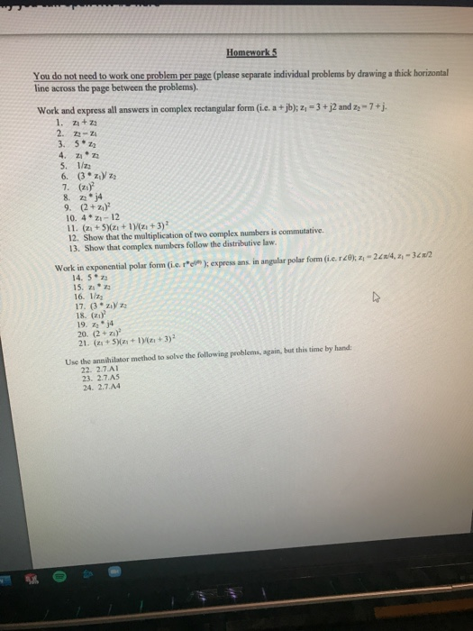 Solved Homework 5 You do not need to work one problem per | Chegg.com