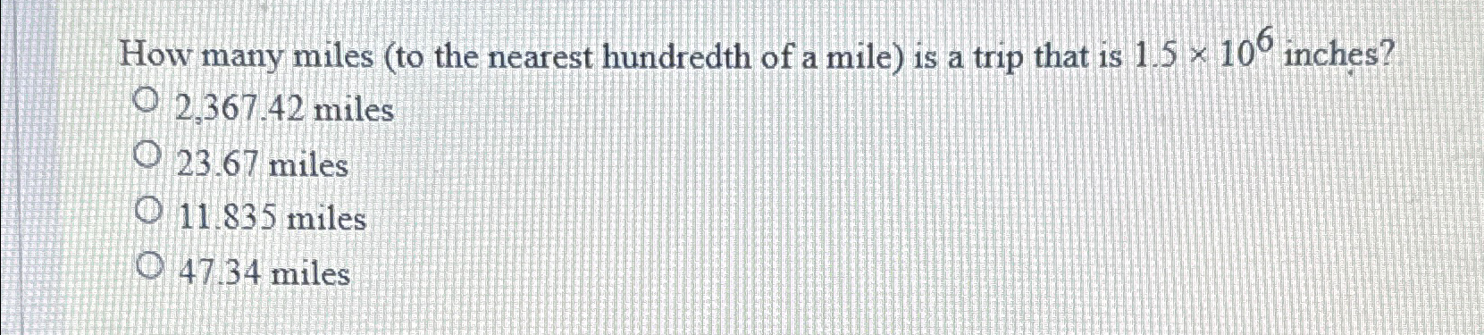 Solved How many miles (to the nearest hundredth of a mile) | Chegg.com