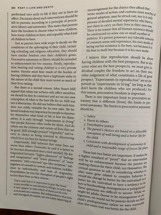 632 PART 3: LIFE AND DEATH performed very early in life if they are to have an effect. Decisions about such interventions sho