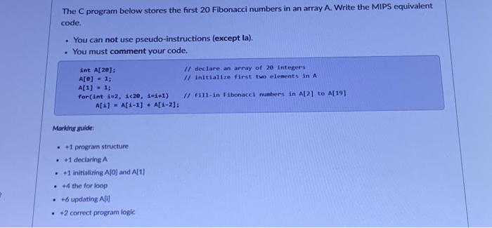 Solved The program below stores the first 20 Fibonacci | Chegg.com
