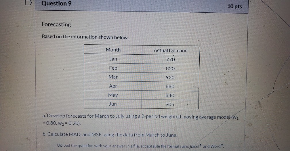 Solved Question 9 10 pts Forecasting Based on the | Chegg.com