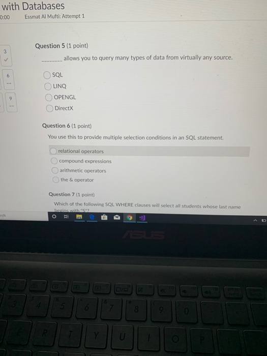Solved Question 9 (1 point) Which choice below describes the | Chegg.com