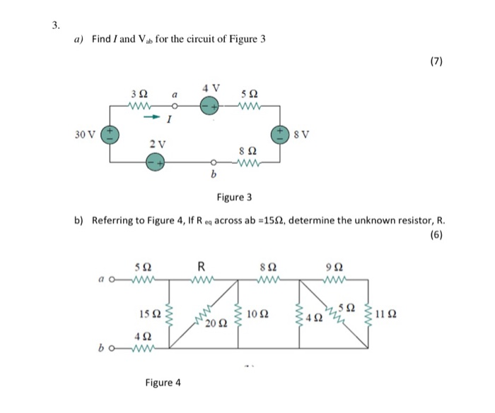 Solved 3. a) Find I and V... for the circuit of Figure 3 (7) | Chegg.com
