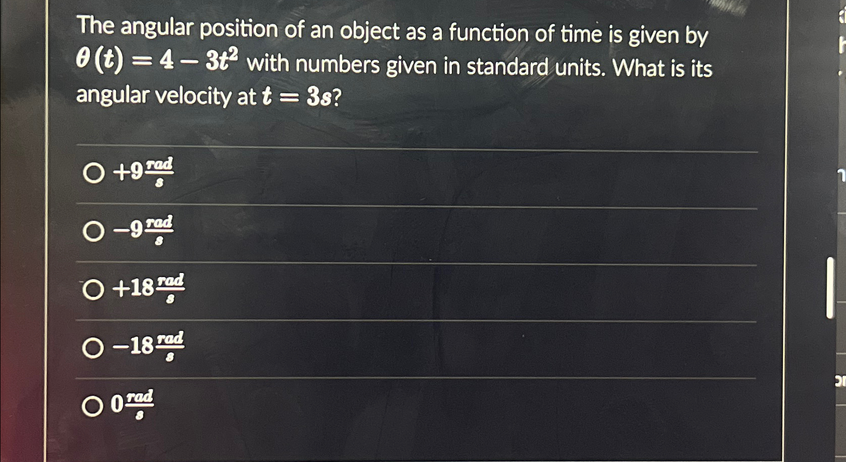 Solved The angular position of an object as a function of | Chegg.com