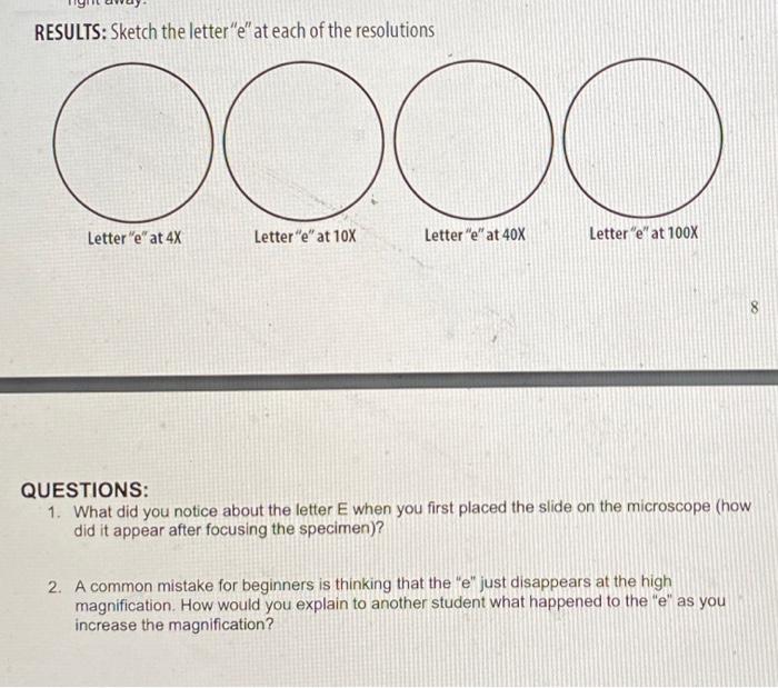 Solved Results Sketch The Letter E At Each Of The Chegg Com