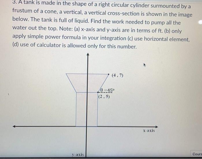 Solved 3. A tank is made in the shape of a right circular | Chegg.com