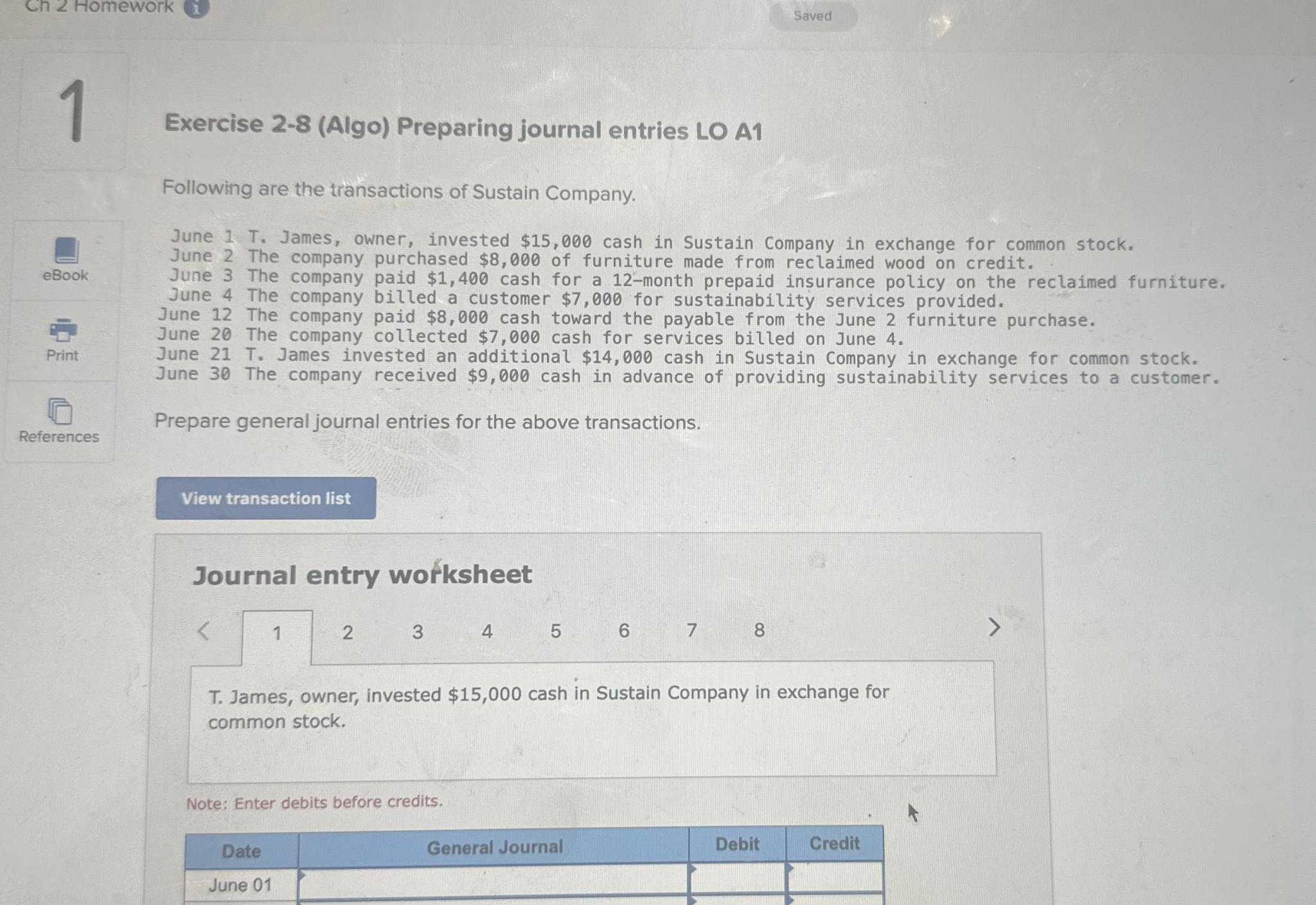 Solved Exercise 2-8 (Algo) ﻿Preparing journal entries LO | Chegg.com