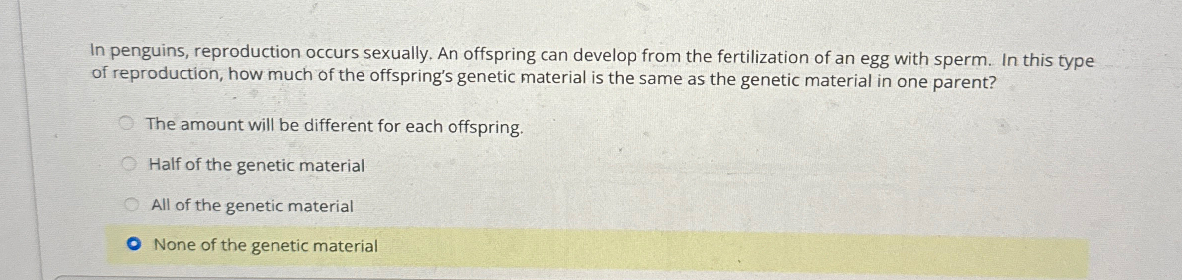 In penguins, reproduction occurs sexually. An | Chegg.com