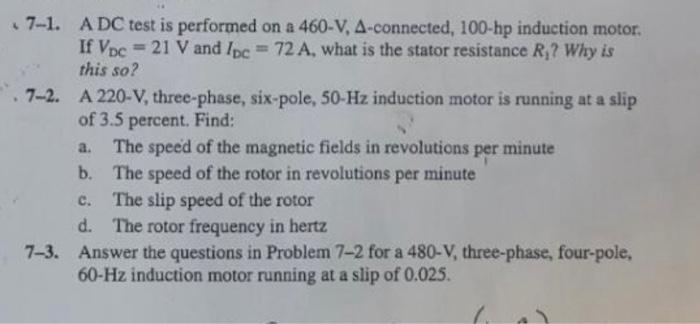 Solved help asap7-1. ADC test is performed on a 460-V, | Chegg.com