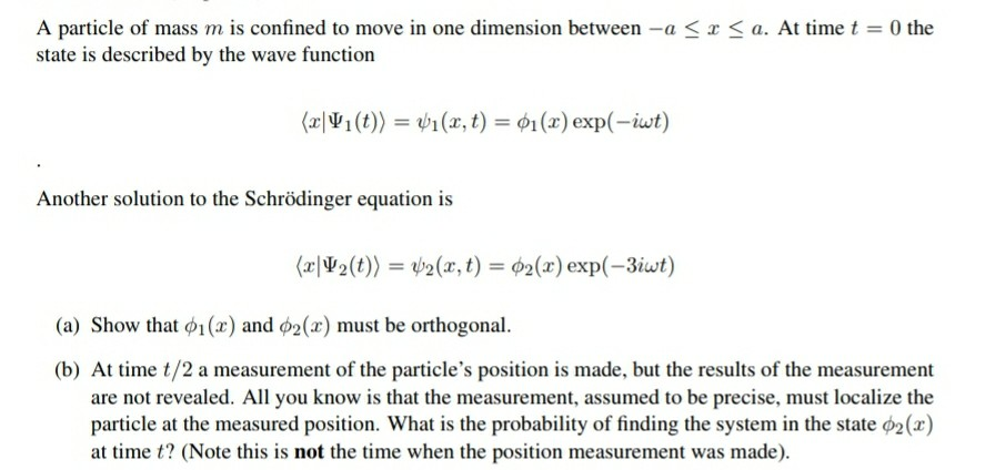 Solved A particle of mass m is confined to move in one | Chegg.com