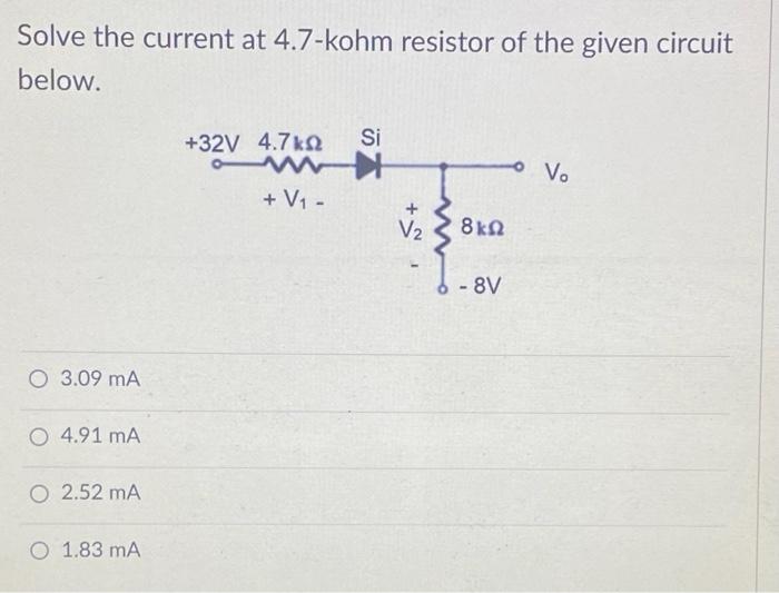Solved Solve the voltage across germanium diode of the given