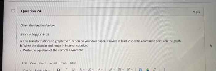 Solved Question 24 9 pts Given the function below: (x) = | Chegg.com