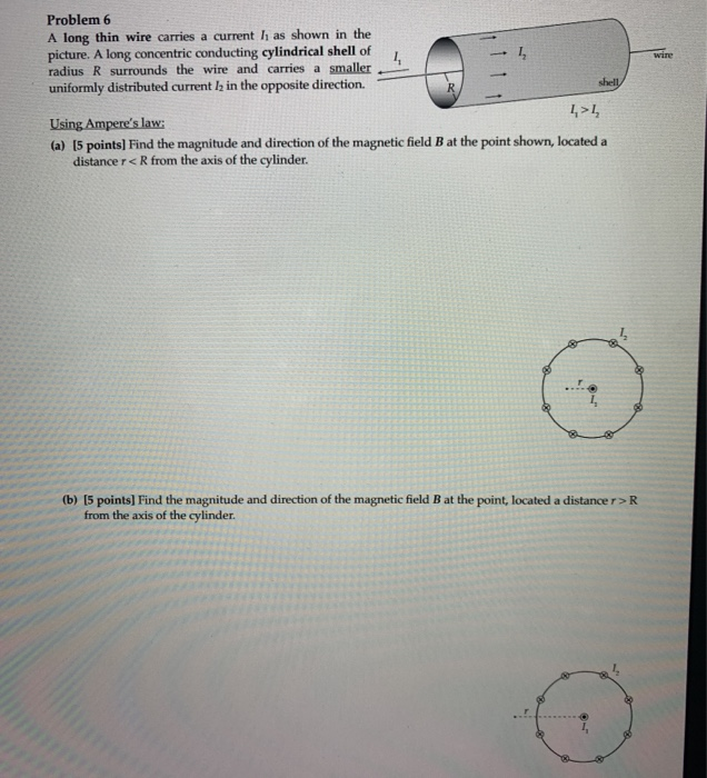 Solved Problem 6 A long thin wire carries a current has | Chegg.com