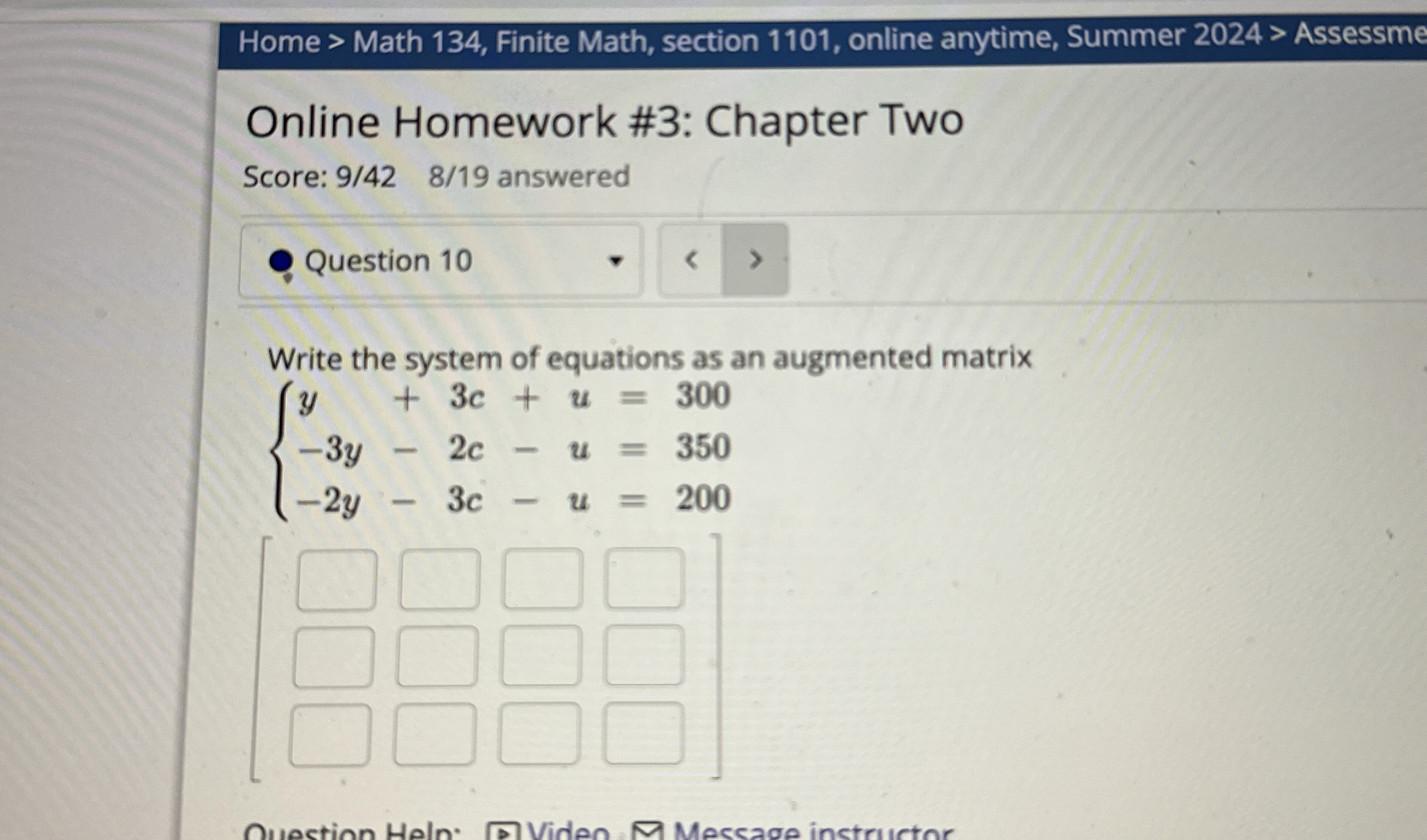 Solved Home > ﻿Math 134, ﻿Finite Math, section 1101, ﻿online | Chegg.com