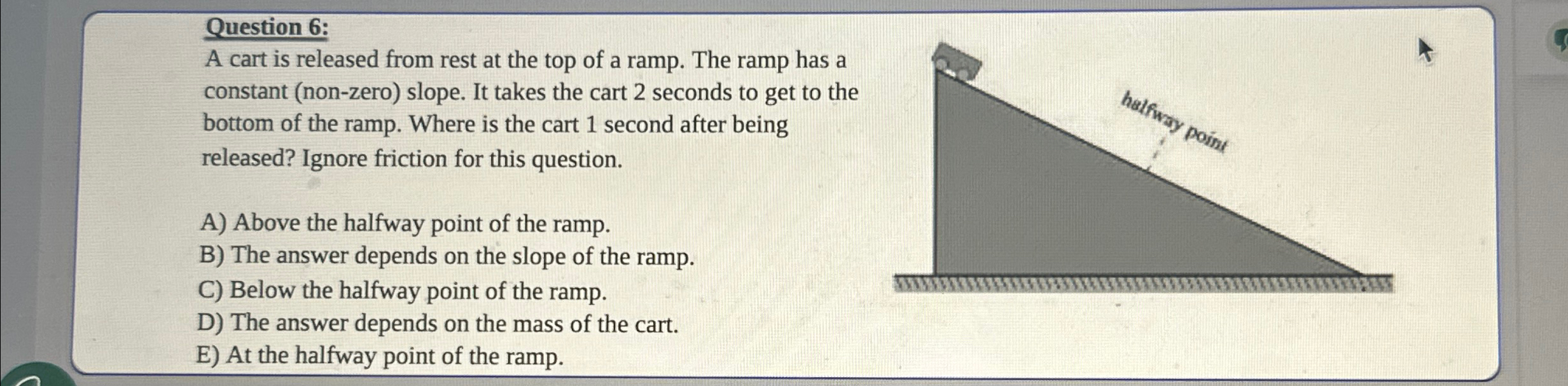 Solved Question 6:A cart is released from rest at the top of | Chegg.com