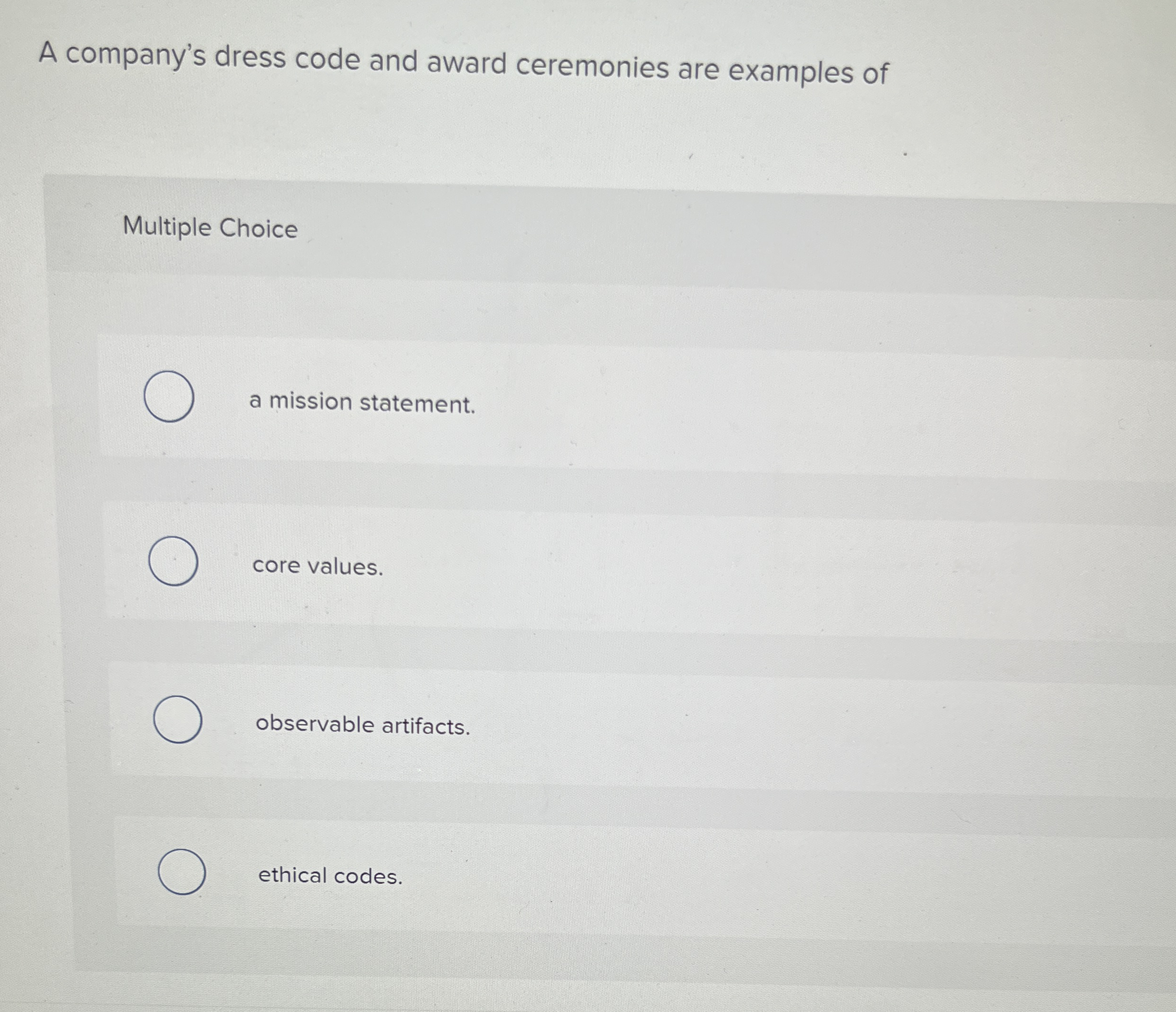 Solved A company's dress code and award ceremonies are