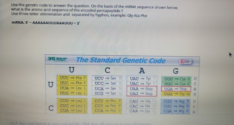 Solved Use the genetic code to answer the question. On the | Chegg.com