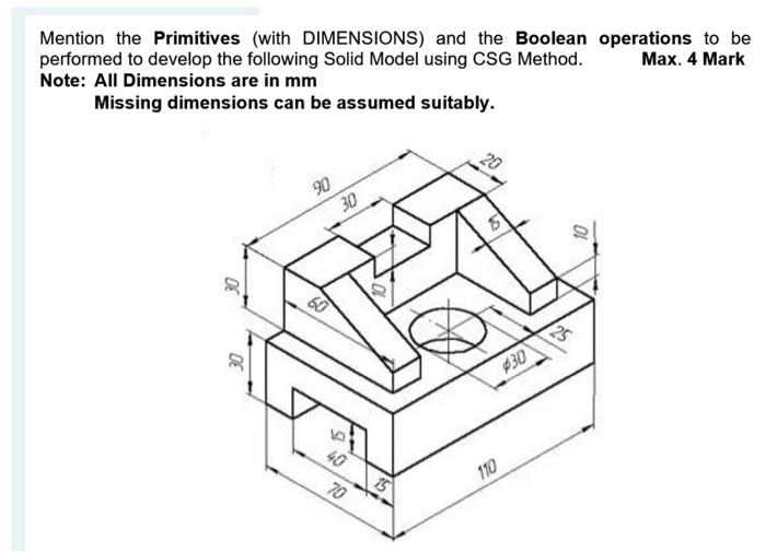 Solved Mention the Primitives (with DIMENSIONS) and the | Chegg.com