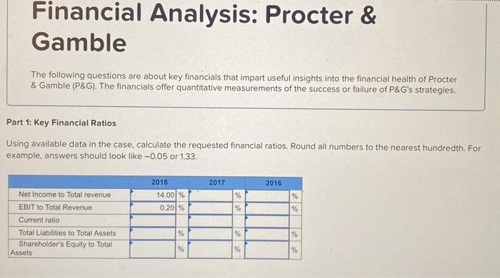 Solved Financial Analysis: Procter & Gamble The Following | Chegg.com