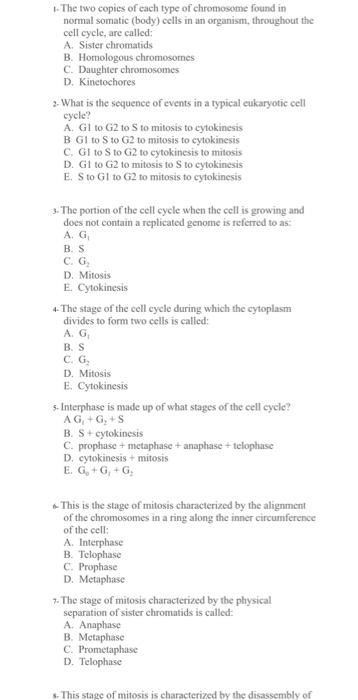 Solved The Two Copies Of Each Type Of Chromosome Found In 