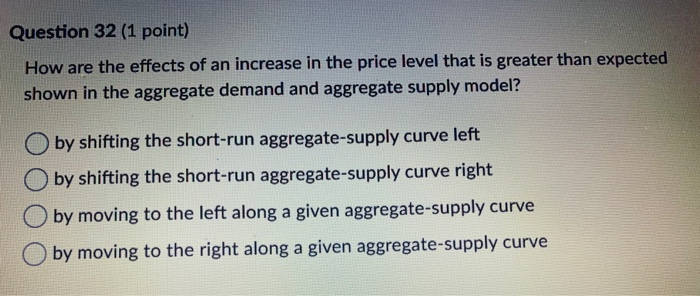 Solved Question 32 (1 point) How are the effects of an | Chegg.com