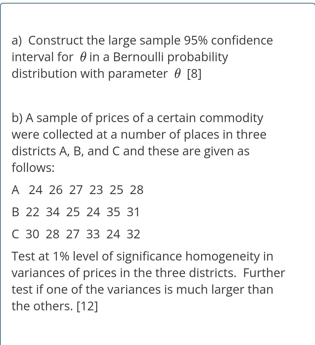 Solved a) Construct the large sample 95% confidence interval | Chegg.com