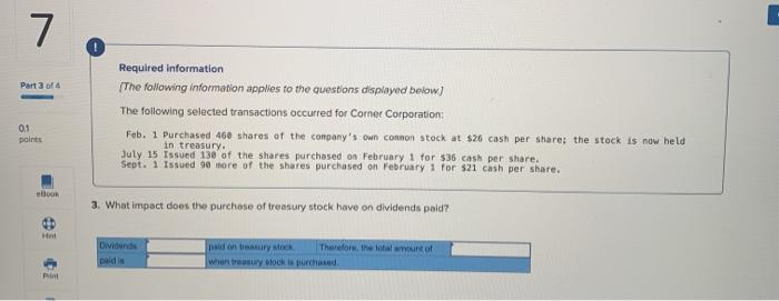 Solved 7. Part 3 of 4 Required information The following | Chegg.com