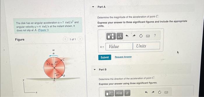 Solved The disk has an angular acceleration α=7rad/s2 and | Chegg.com