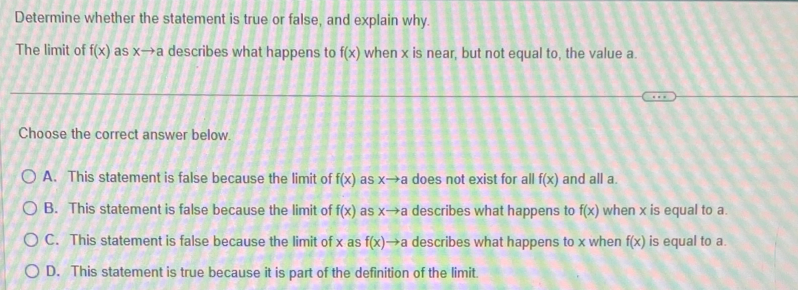 Solved Determine whether the statement is true or false, and | Chegg.com