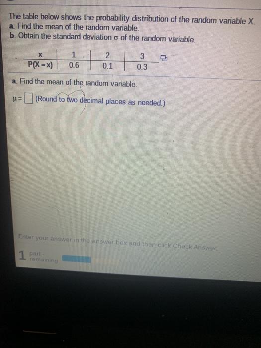 Solved The table below shows the probability distribution of | Chegg.com