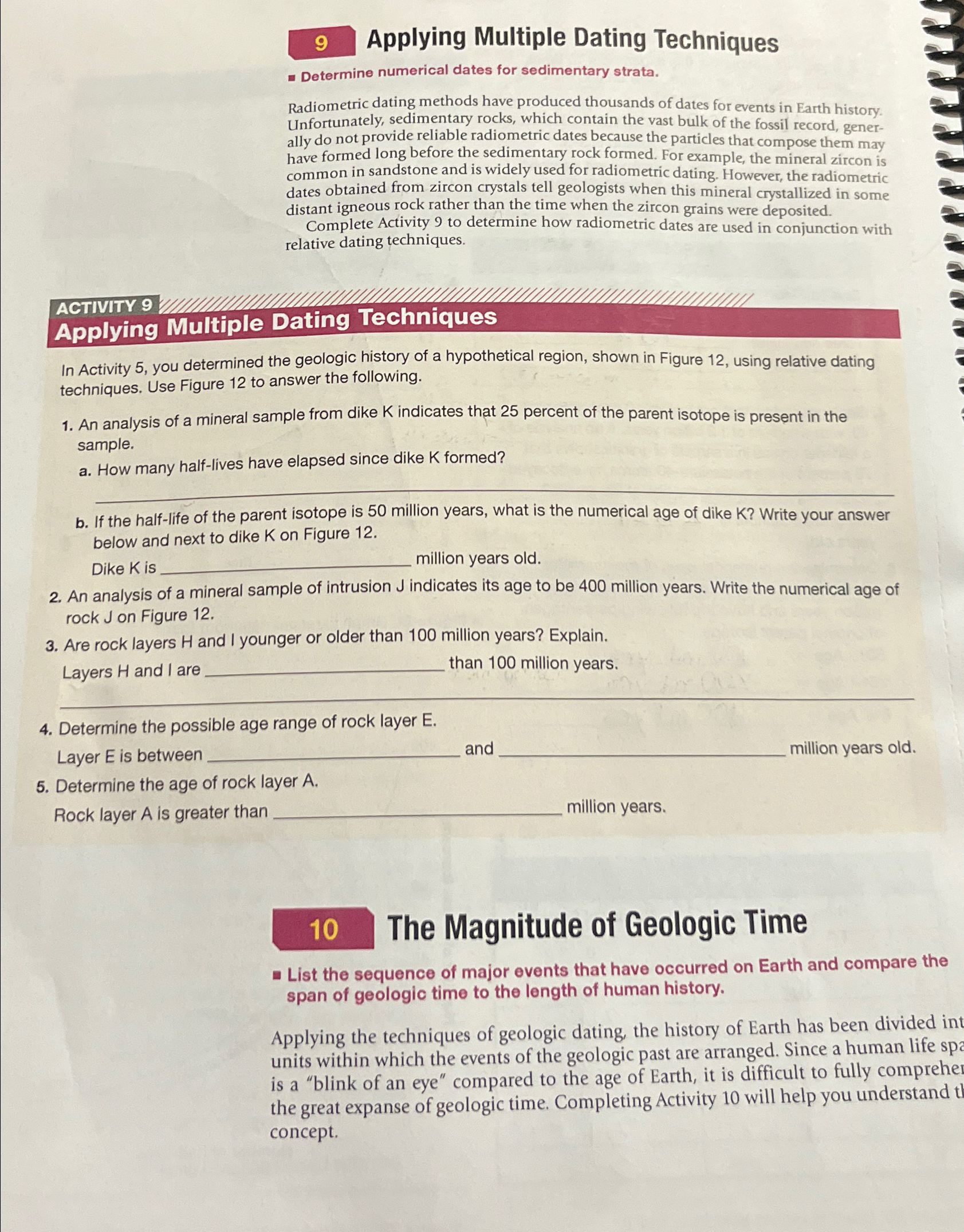 Solved 9 ﻿Applying Multiple Dating TechniquesDetermine | Chegg.com