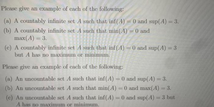 Solved Please give an example of each of the following: (a) | Chegg.com