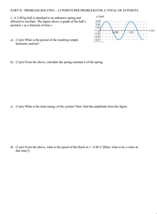 Solved PART II - PROBLEM SOLVING - 12 POINTS PER PROBLEM FOR | Chegg.com