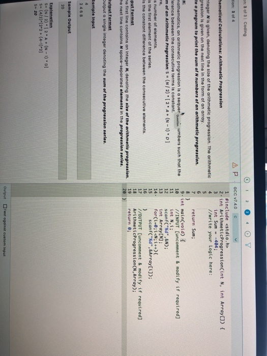 Solved 1 2 On: 3 of 31 Coding tion: 3 of 4 AP GCC V7.40 1 | Chegg.com