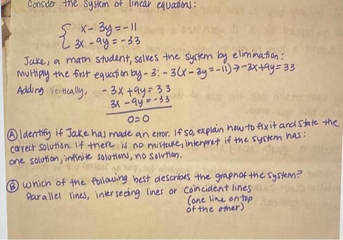 Solved consider the system of linear equation: | Chegg.com