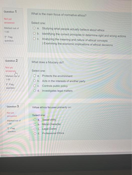 Solved What is the main focus of normative ethics? Select | Chegg.com