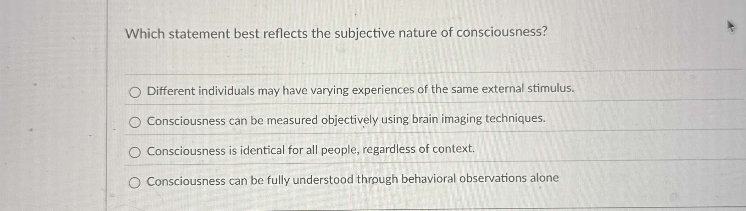 Solved Which statement best reflects the subjective nature | Chegg.com